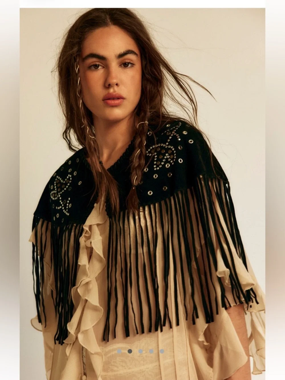 Free People Lights Out Suede Embellished Cape